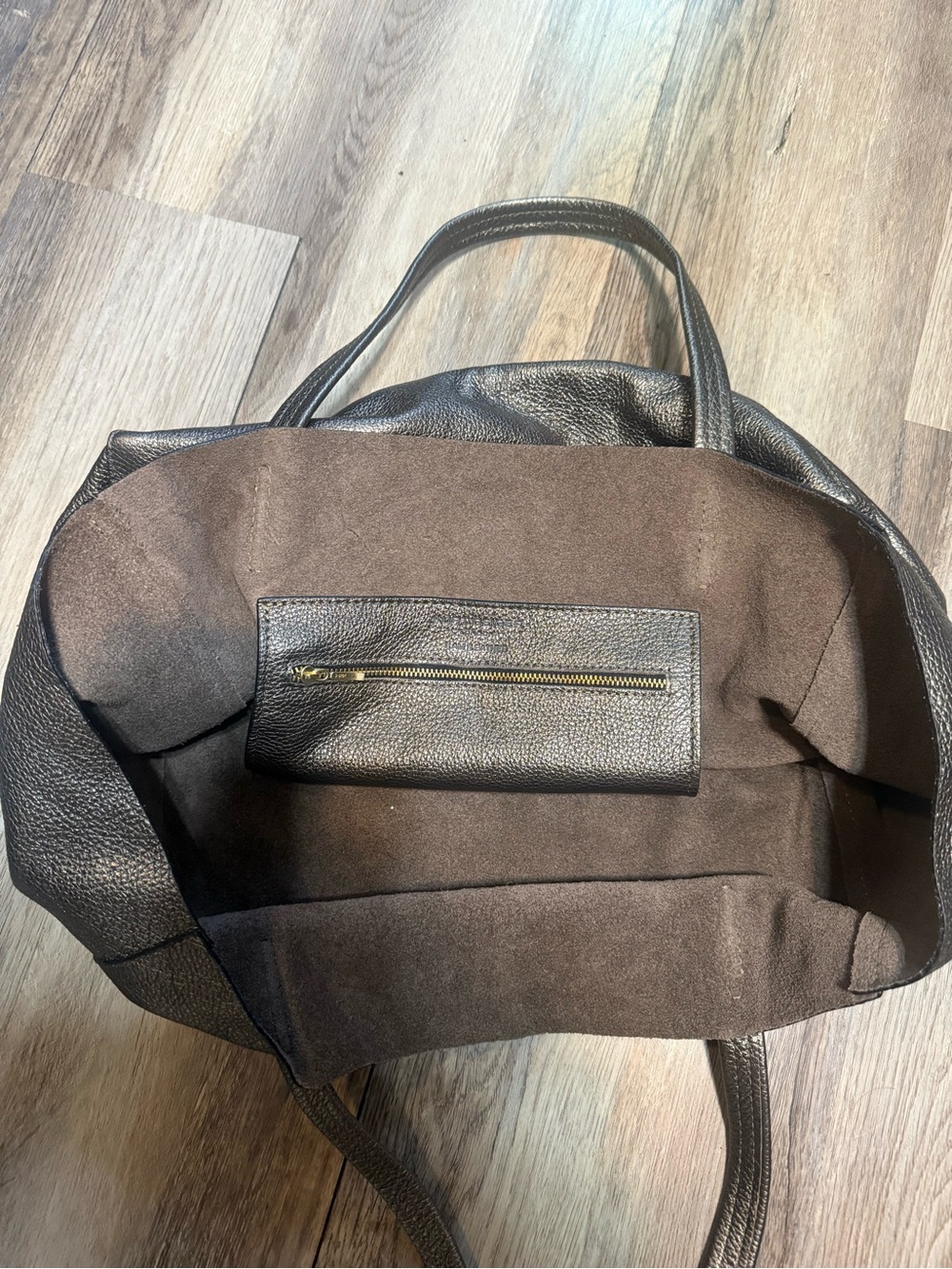 Kurt Geiger Gun metalLeather Tote with Double Handles - Picture 2 of 5